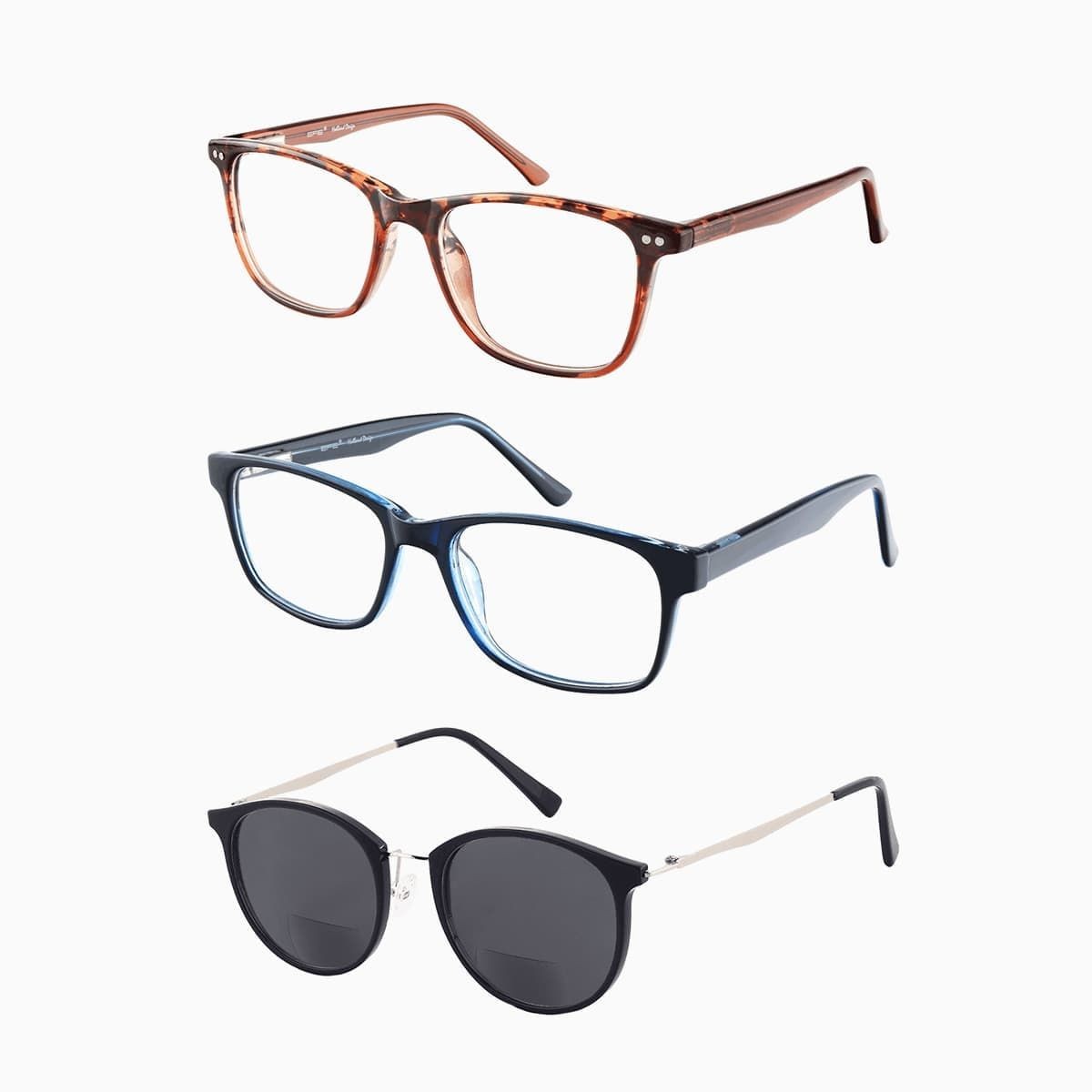 3-Pack Bifocal Sunglasses and Blocking Blue Light Set