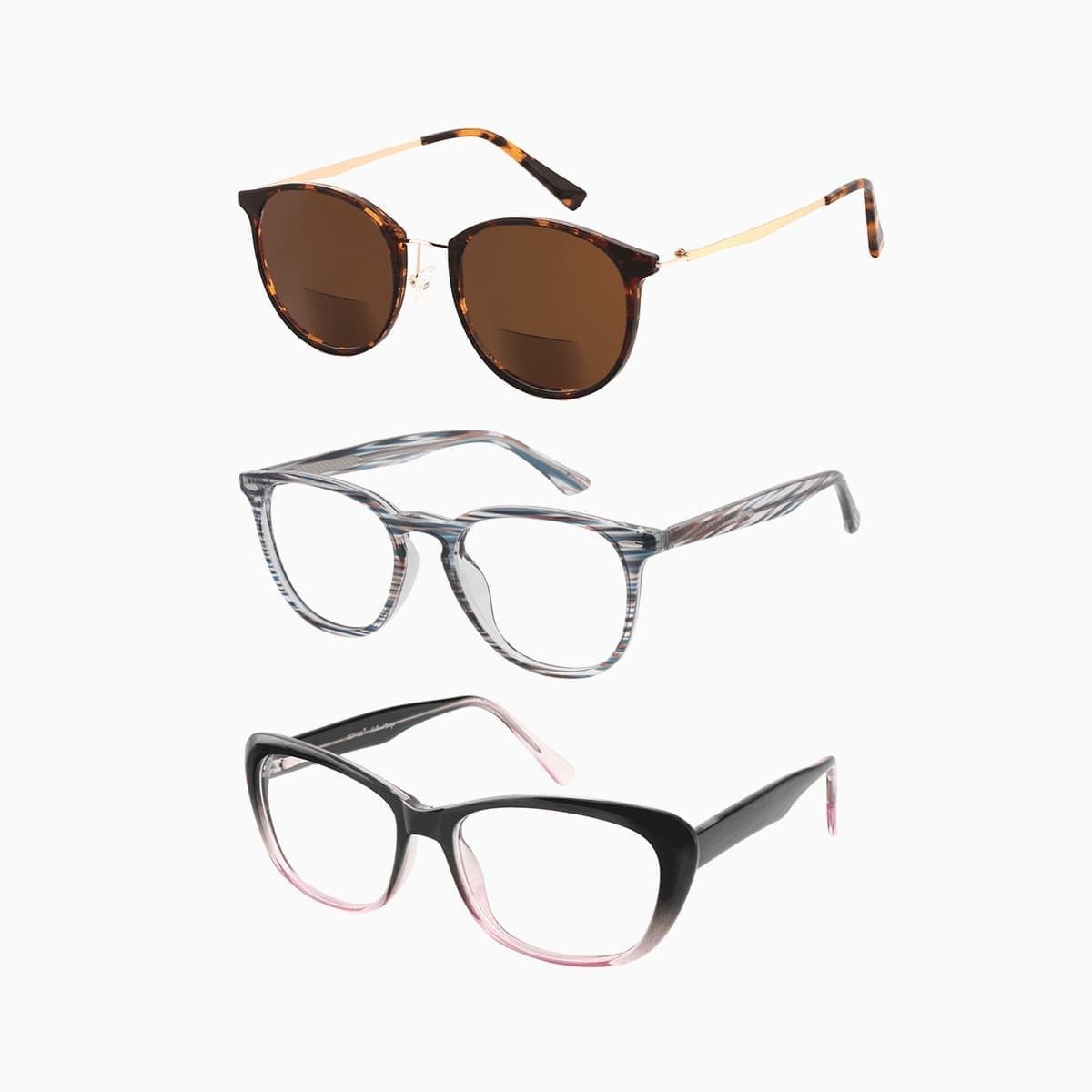 3-Pack Blue Light Blocking Bifocals and Bifocal Sunglasses Set