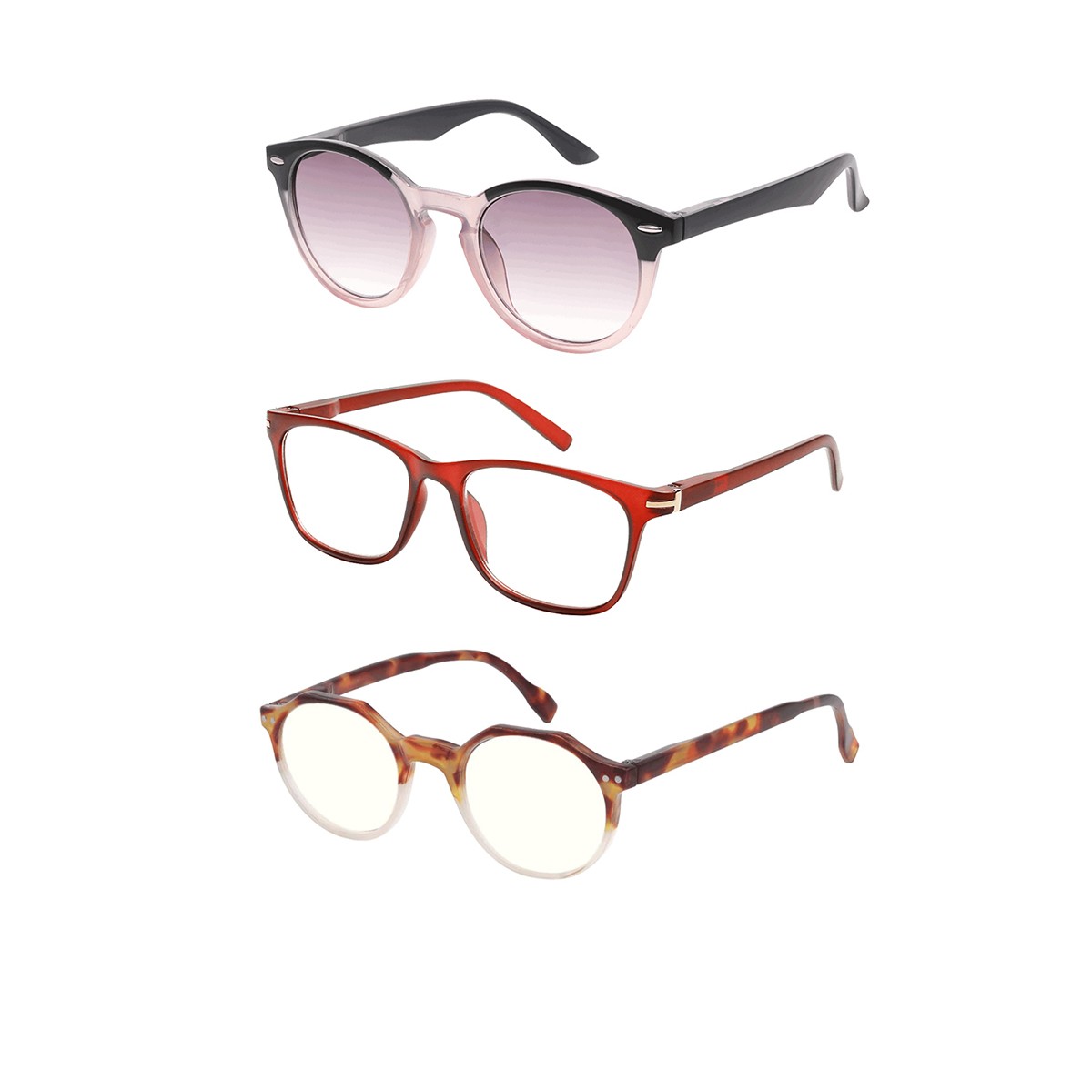 3-Pack Unisex Sunglasses and Blue Light Reader Set